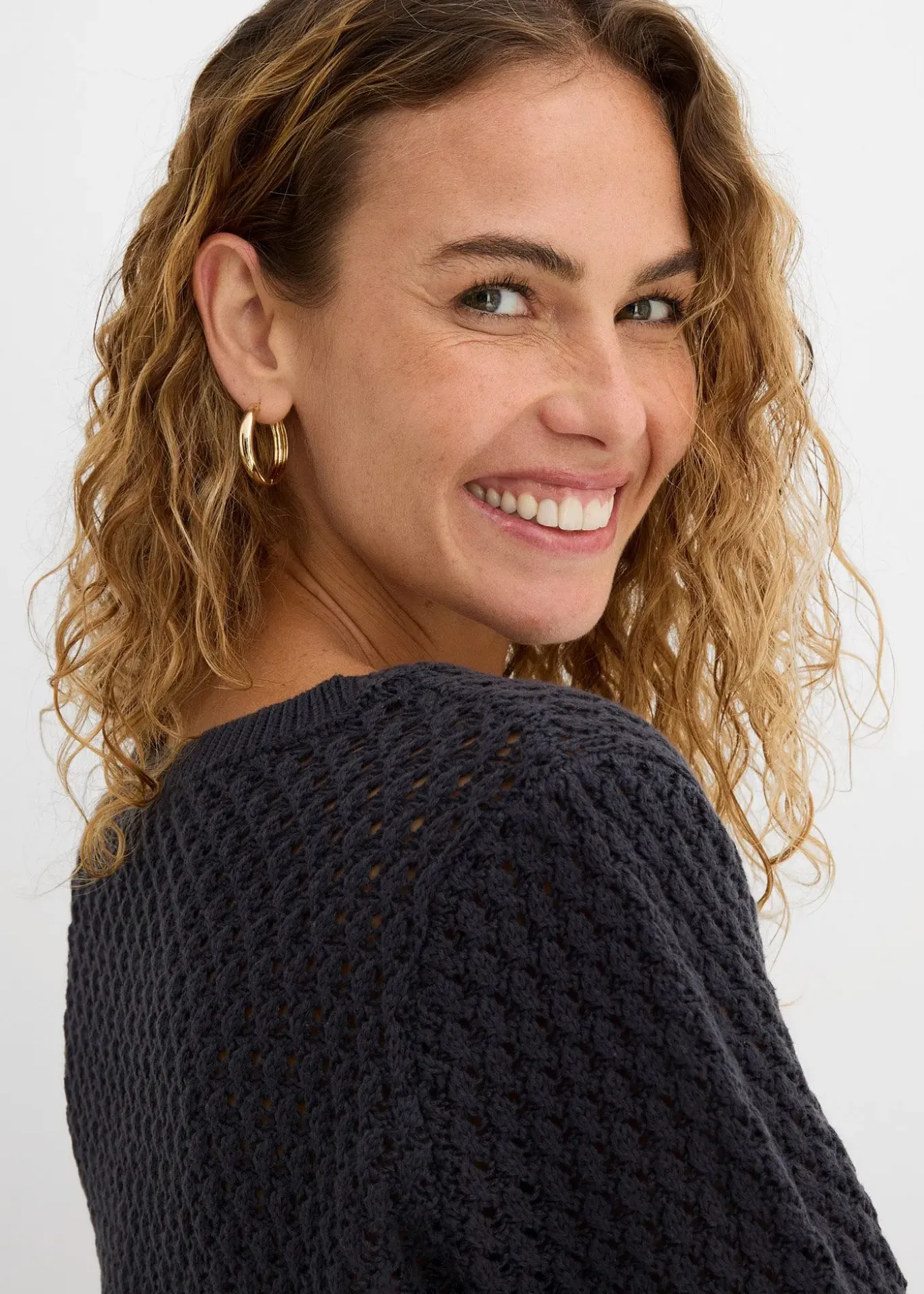 Pull en maille texturée de coton mélangé