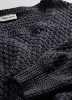 Pull en maille texturée de coton mélangé