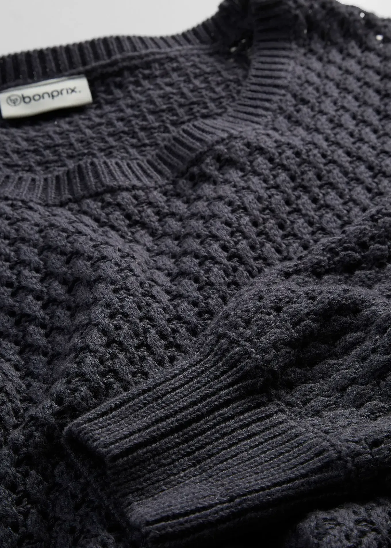 Pull en maille texturée de coton mélangé