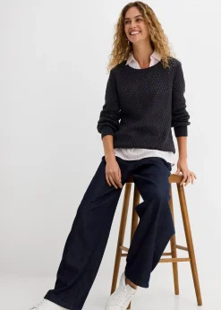 Pull en maille texturée de coton mélangé