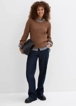 Pull en maille texturée de coton mélangé