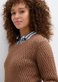 Pull en maille texturée de coton mélangé