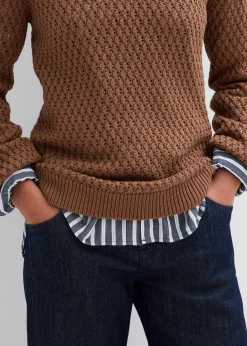 Pull en maille texturée de coton mélangé