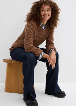 Pull en maille texturée de coton mélangé