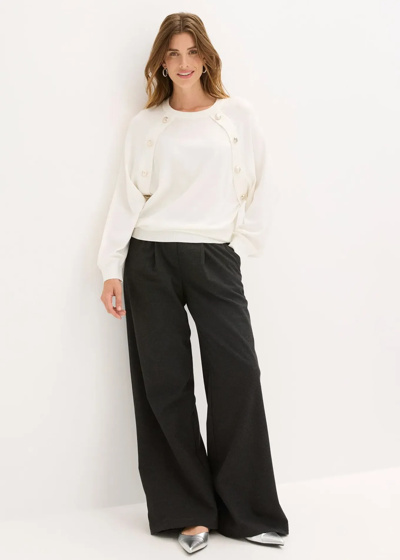 Pull fluide en fine maille de viscose mélangée