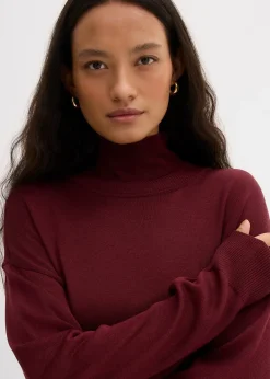 Pull léger en fine maille de viscose majoritaire à large col cheminée