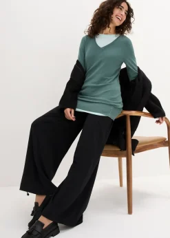 Pull long basique à col V