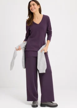 Pull long basique à col V