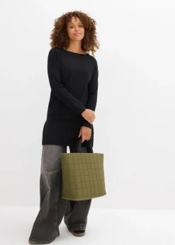 Pull long en coton recyclé majoritaire