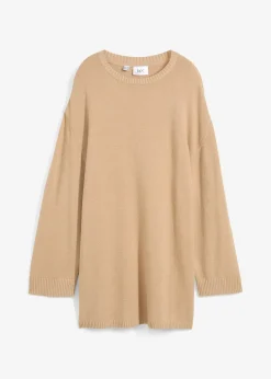 Pull long en fine maille fendu sur les côtés