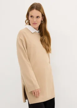 Pull long en fine maille fendu sur les côtés