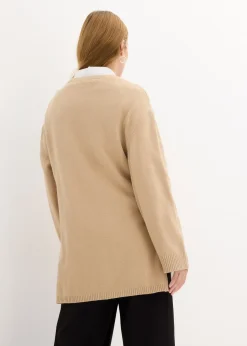 Pull long en fine maille fendu sur les côtés