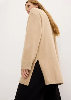 Pull long en fine maille fendu sur les côtés