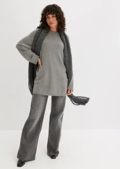 Pull long en fine maille fendu sur les côtés