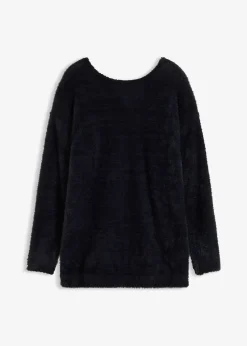 Pull long en maille poilue douce