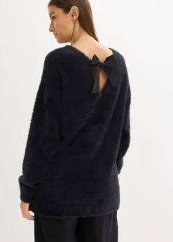 Pull long en maille poilue douce