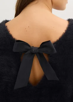 Pull long en maille poilue douce