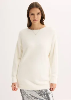 Pull long en maille poilue douce