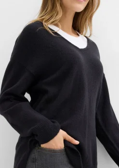 Pull long et oversize à fentes sur les côtés