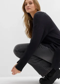 Pull long et oversize à fentes sur les côtés