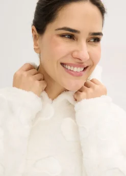 Pull long oversize à motif cœurs