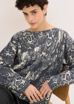 Pull manches chauve-souris à imprimé python