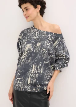 Pull manches chauve-souris à imprimé python