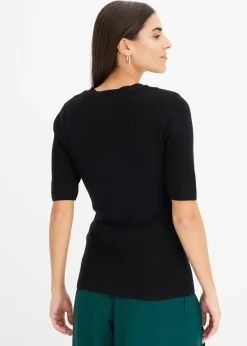 Pull manches courtes côtelé