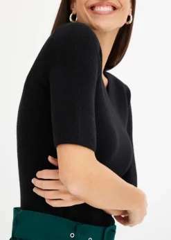 Pull manches courtes côtelé