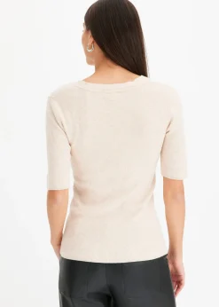 Pull manches courtes côtelé