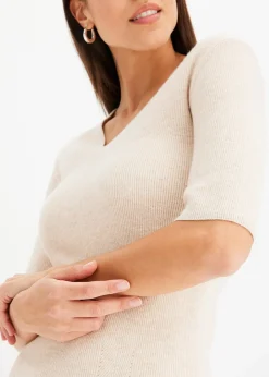 Pull manches courtes côtelé