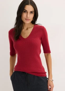 Pull manches courtes côtelé