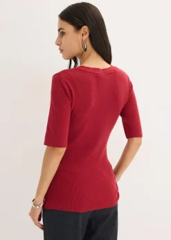 Pull manches courtes côtelé