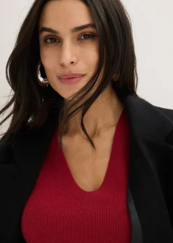 Pull manches courtes côtelé