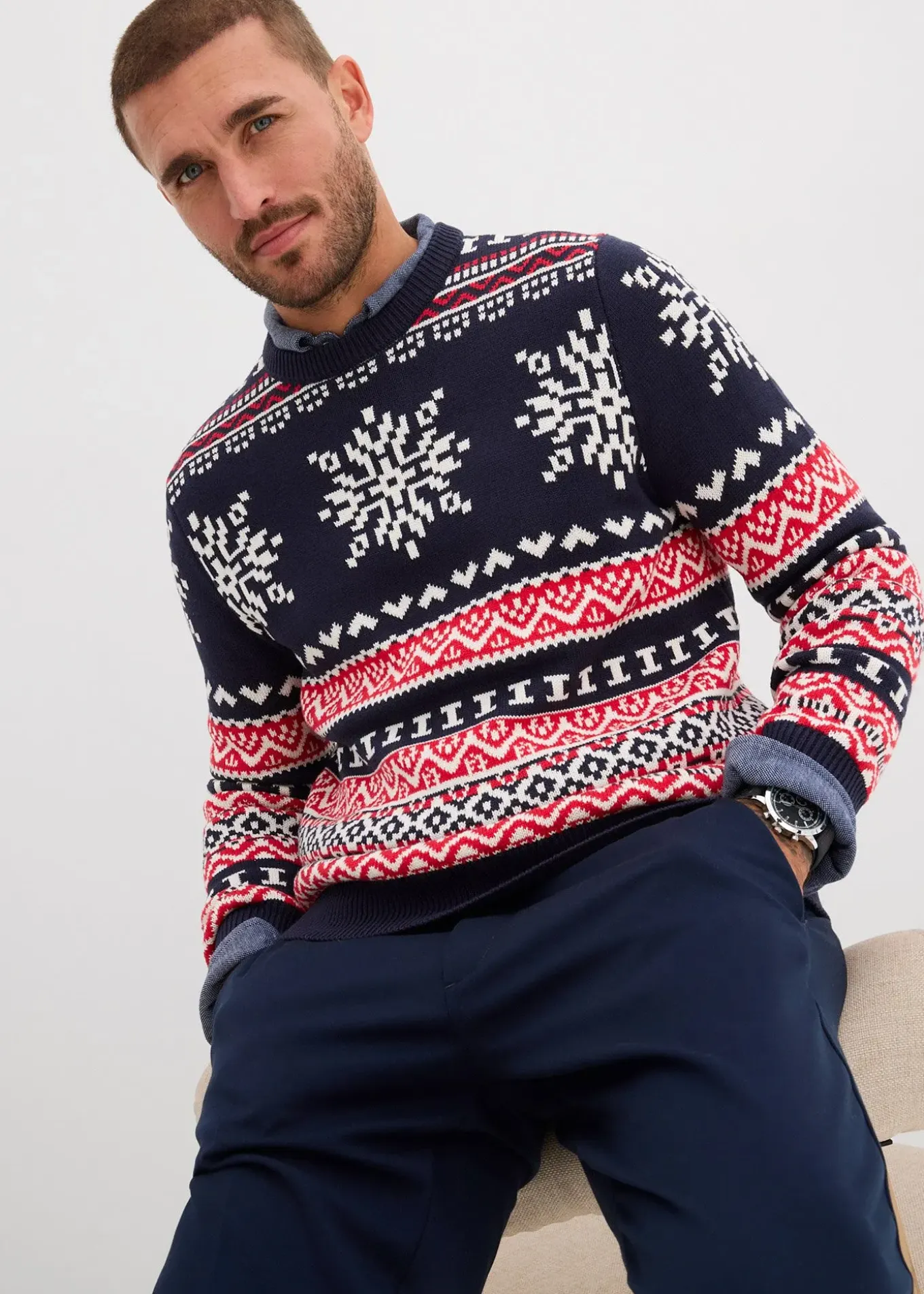 Pull norvégien doux en coton mélangé