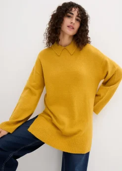 Pull oversize à col roulé ouvert et fentes latérales