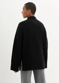 Pull oversize à col roulé ouvert et fentes latérales