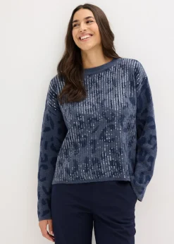 Pull oversize en jacquard à sequins
