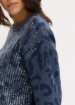 Pull oversize en jacquard à sequins