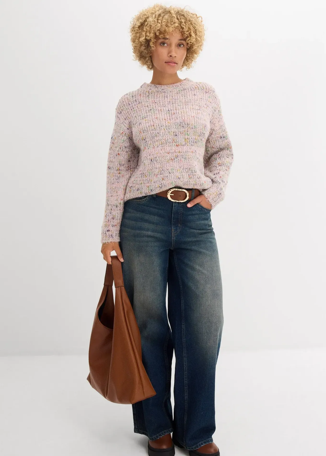 Pull oversize en maille chinée et texturée