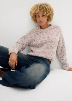 Pull oversize en maille chinée et texturée