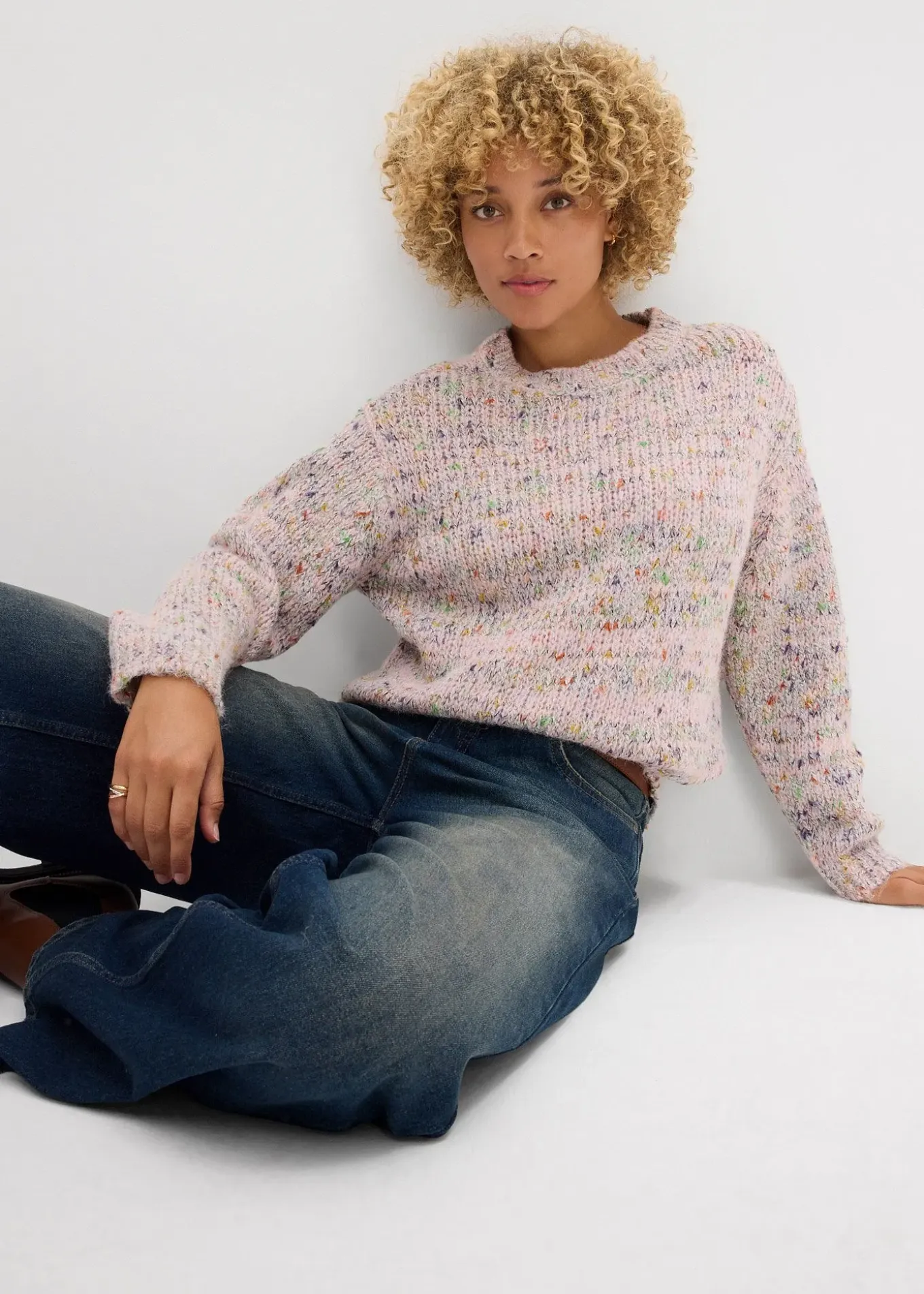 Pull oversize en maille chinée et texturée