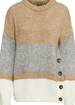 Pull oversize rayé à boutons