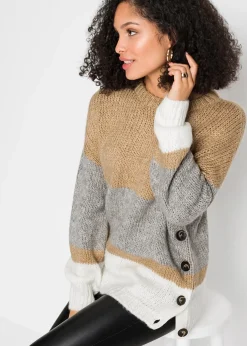 Pull oversize rayé à boutons