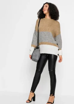 Pull oversize rayé à boutons