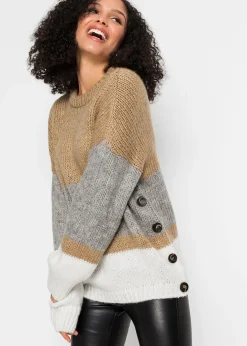 Pull oversize rayé à boutons