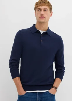 Pull polo en fine maille avec laine mérinos, slim