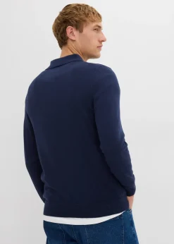 Pull polo en fine maille avec laine mérinos, slim