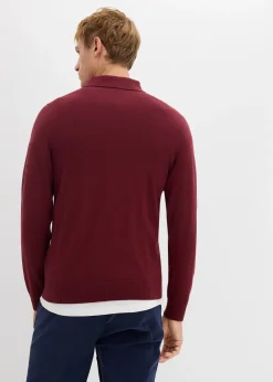 Pull polo en fine maille avec laine mérinos, slim