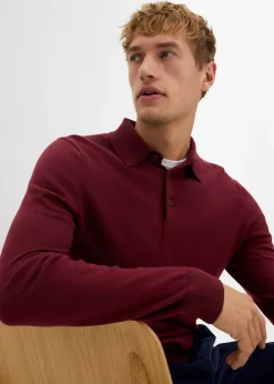 Pull polo en fine maille avec laine mérinos, slim